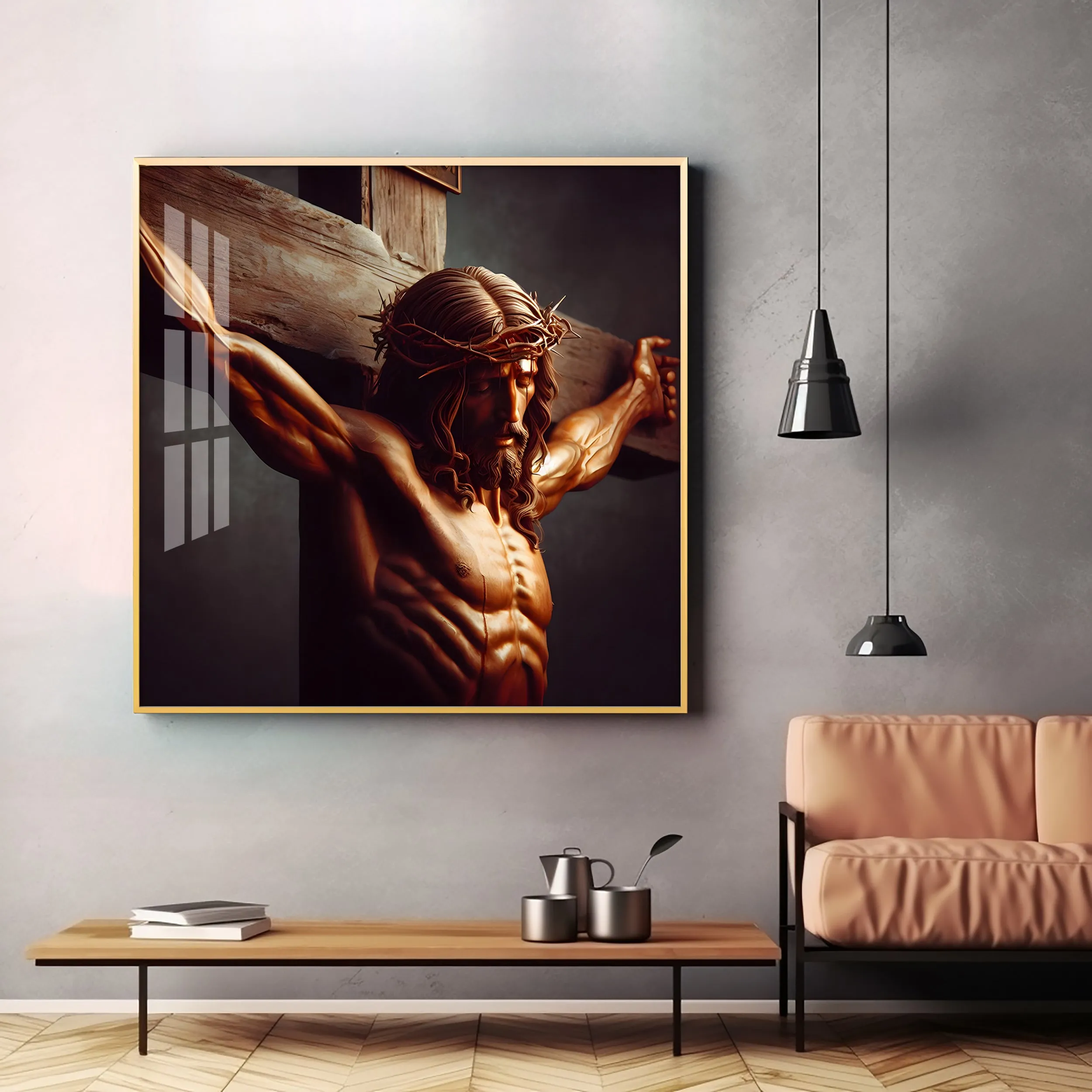 Christ on the Cross Premium Acrylic Square Wall Art