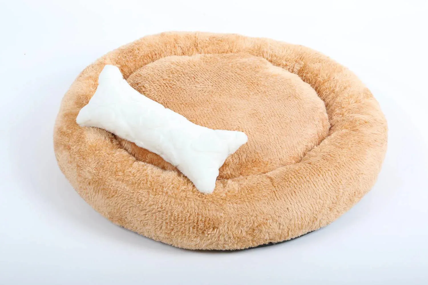 Cookie Pet Sherpa Fleece Washable round Dog Cat Bed, 60 Cm, Mustard