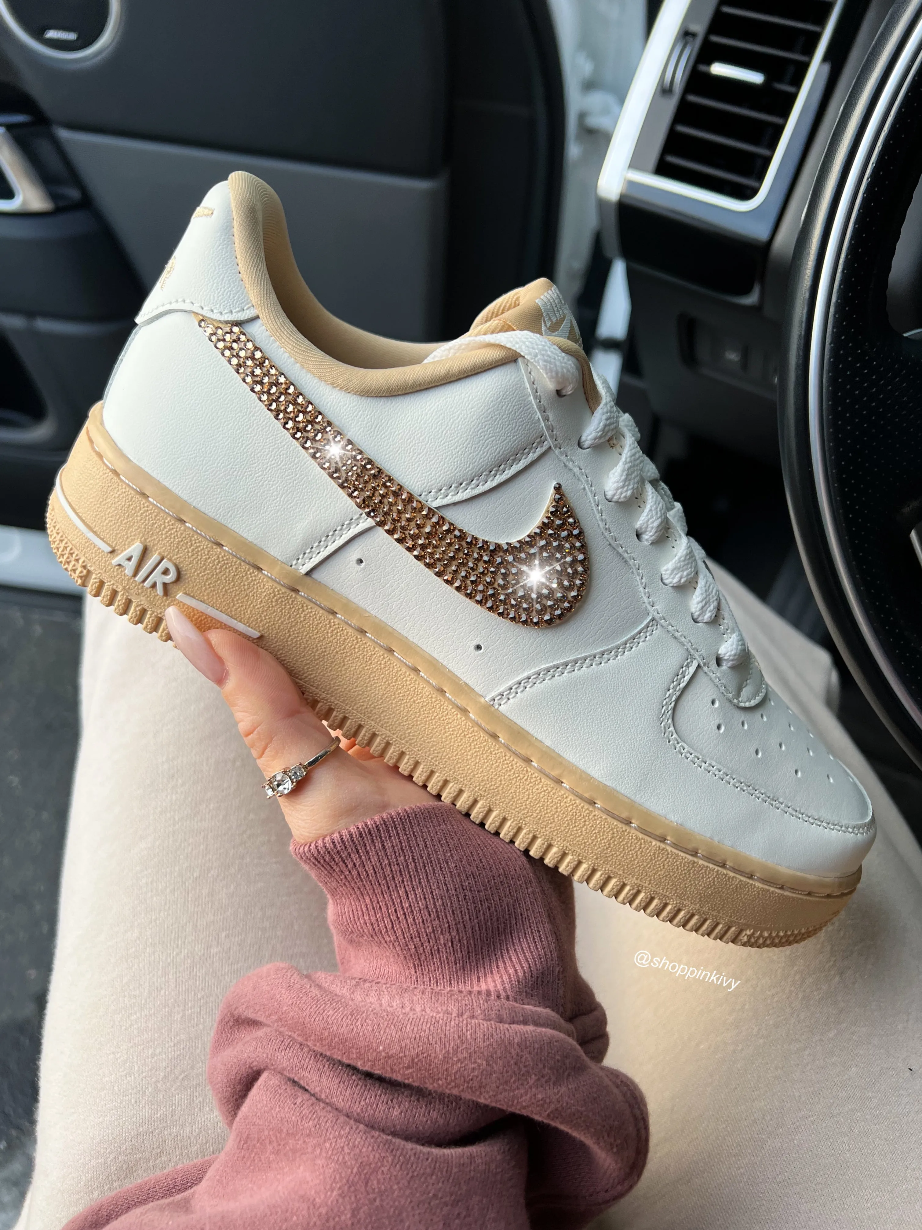 Cream Gold Shimmer Swarovski Nike Air Force 1