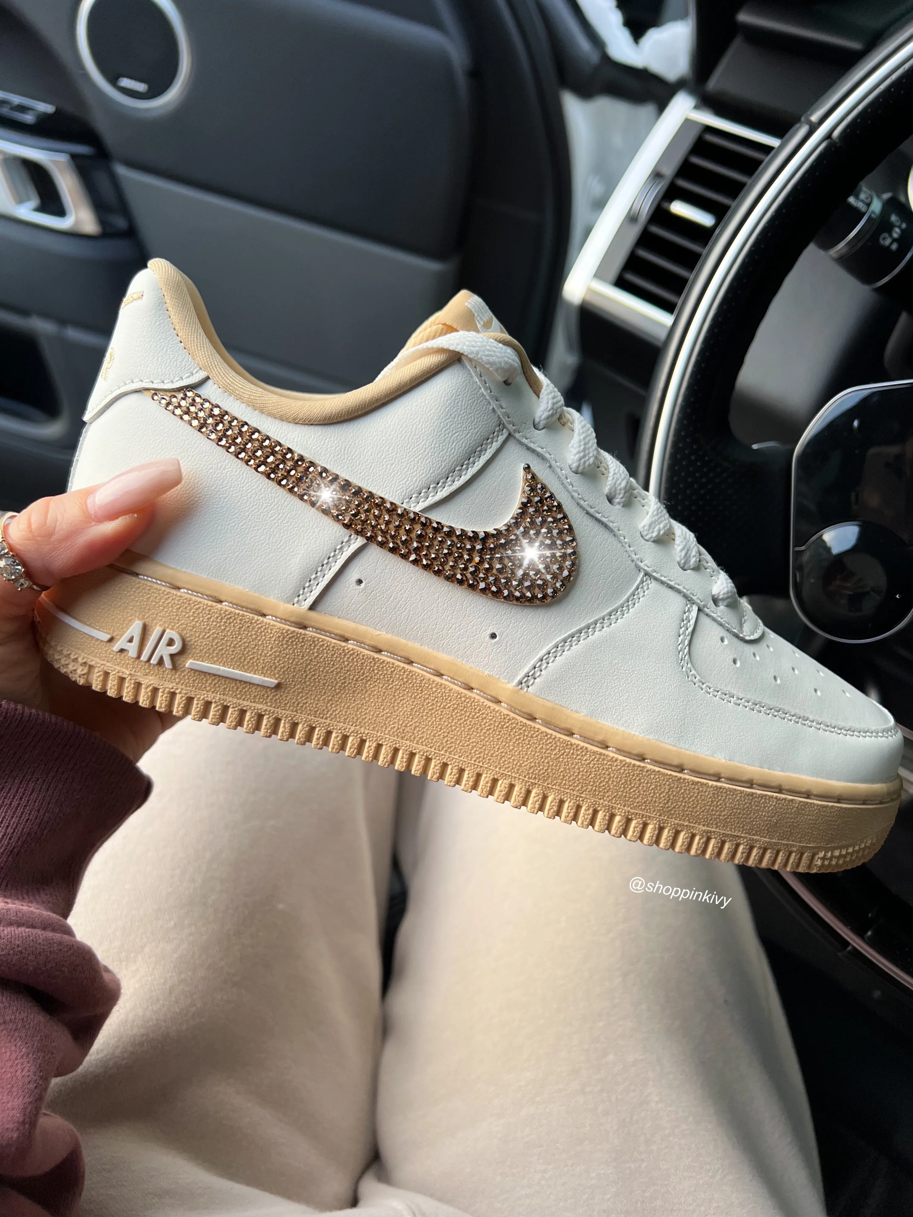 Cream Gold Shimmer Swarovski Nike Air Force 1