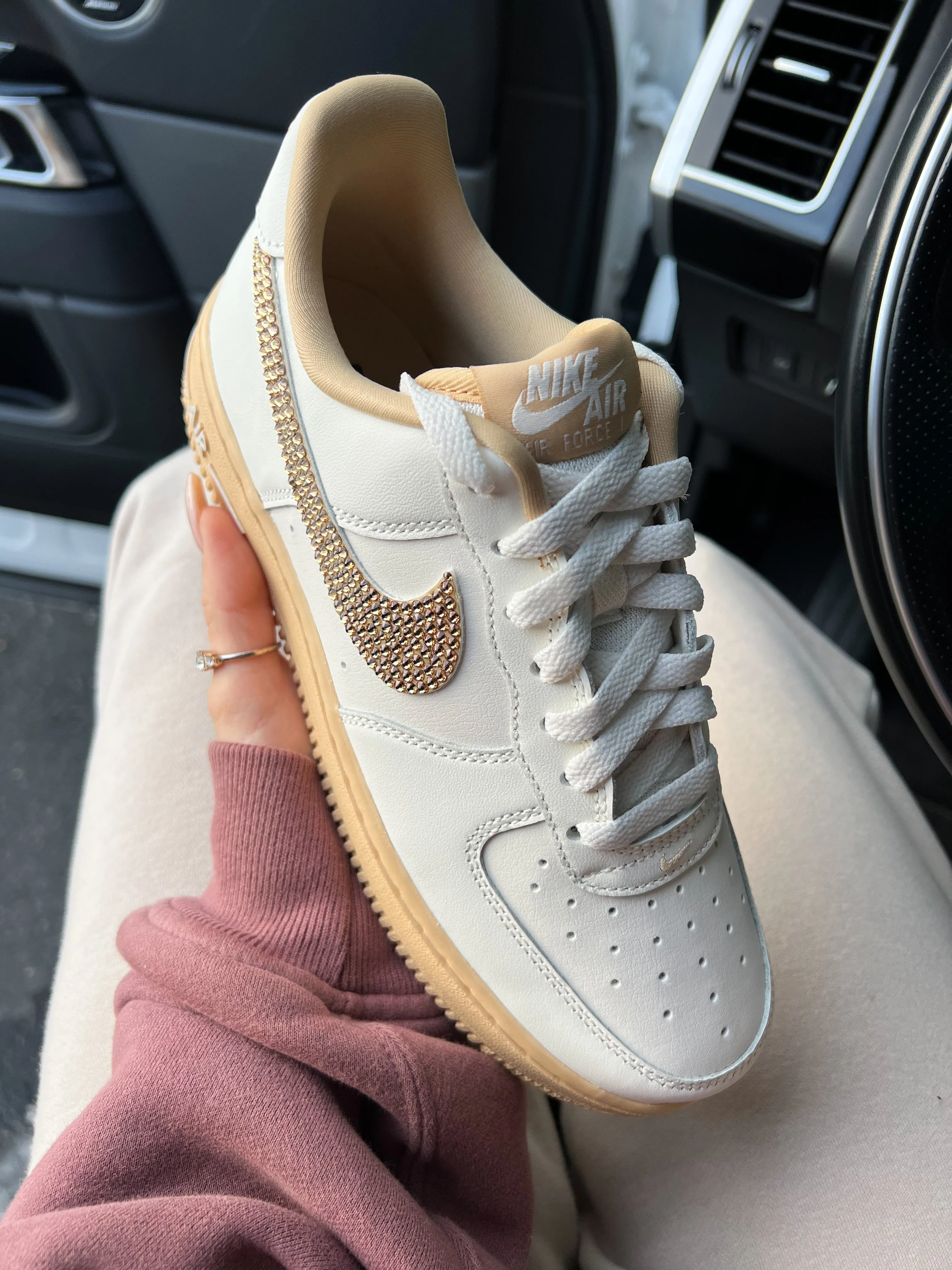 Cream Gold Shimmer Swarovski Nike Air Force 1