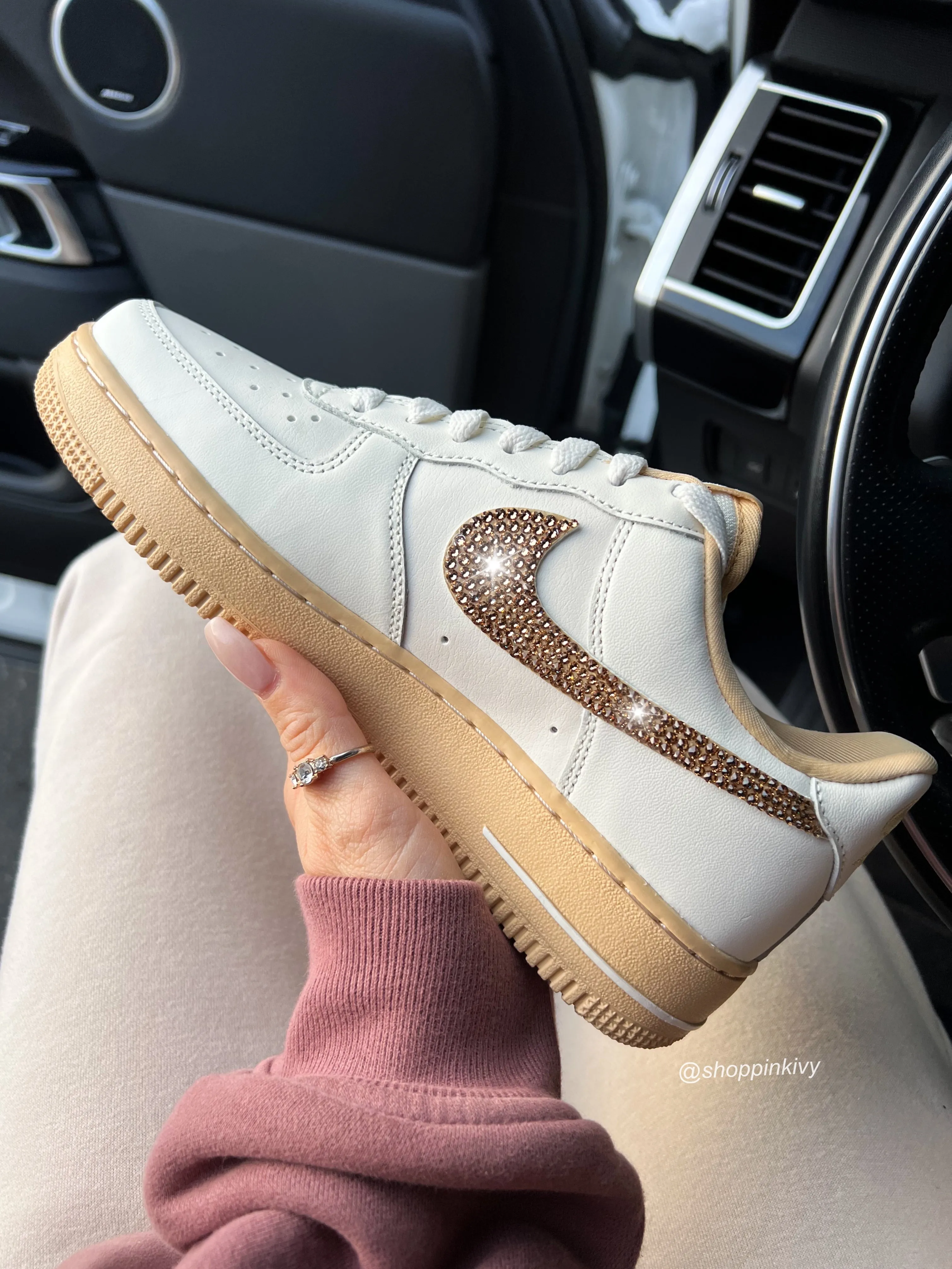 Cream Gold Shimmer Swarovski Nike Air Force 1