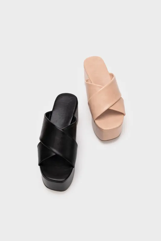 CRISS CROSS WEDGE HEEL SLIDE