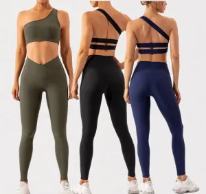 Cross Back Crop and Shape Leggings - 3 Colour Ways