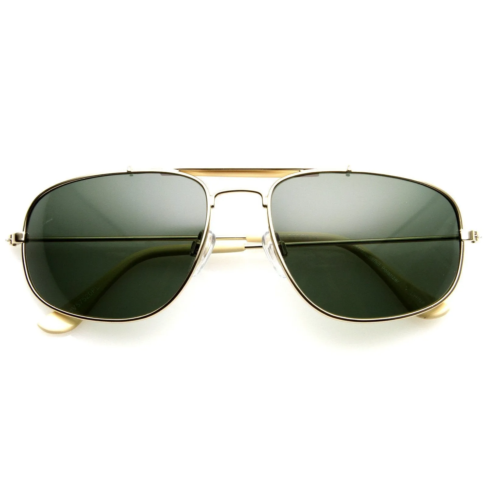 Cross Bar Nickel Finish Aviator Sunglasses