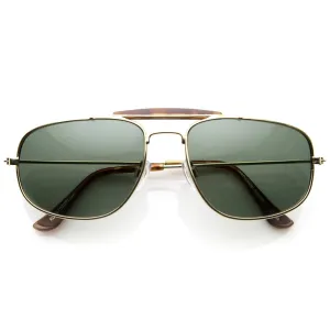 Cross Bar Nickel Finish Aviator Sunglasses