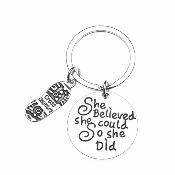 Cross Country Keychain - She Believed She Could