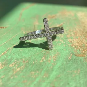 Cubic Zirconia Cross Ring