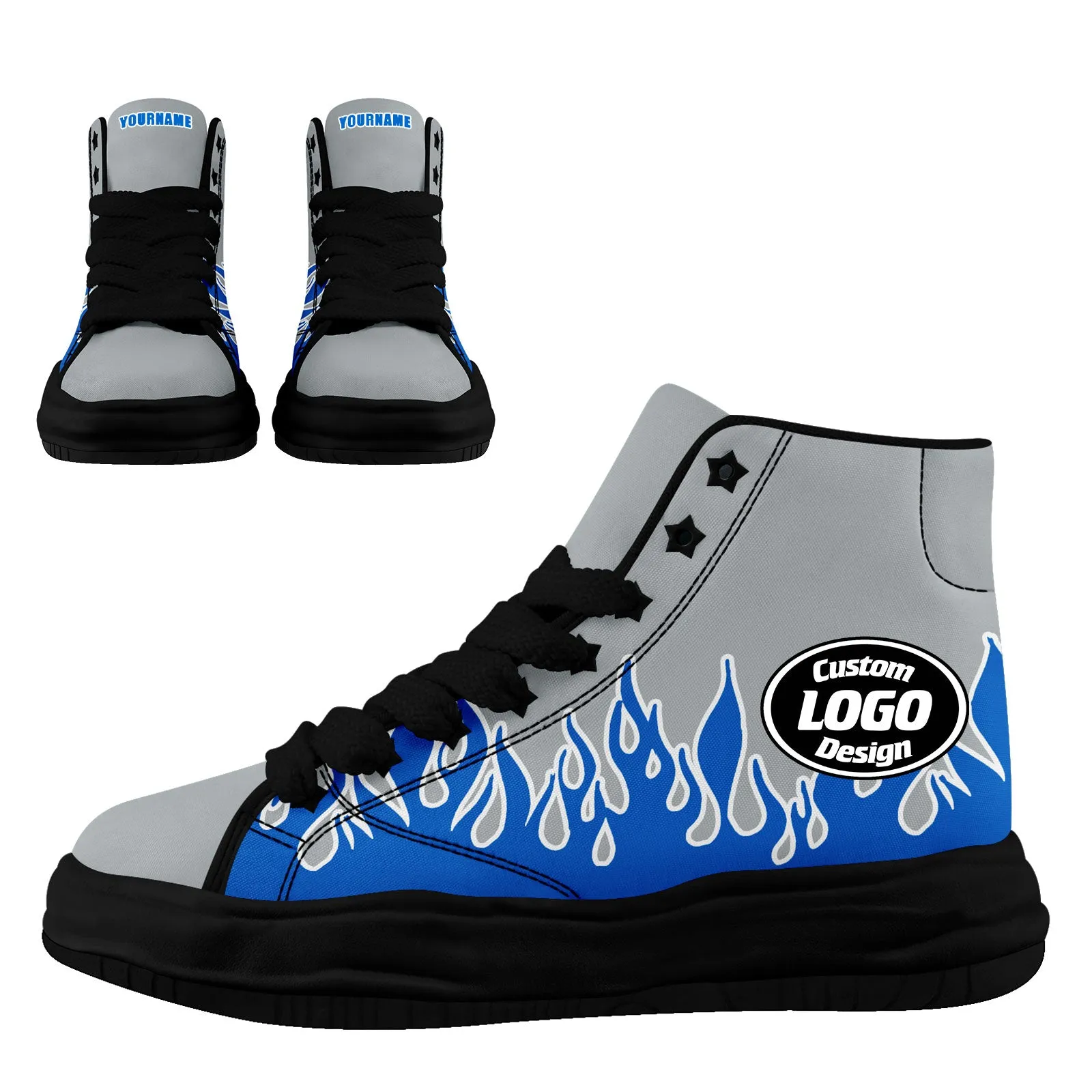 Custom Gray Blue Detroit Firesoul Shoes Personalized Sneaker FN039-D020272-11