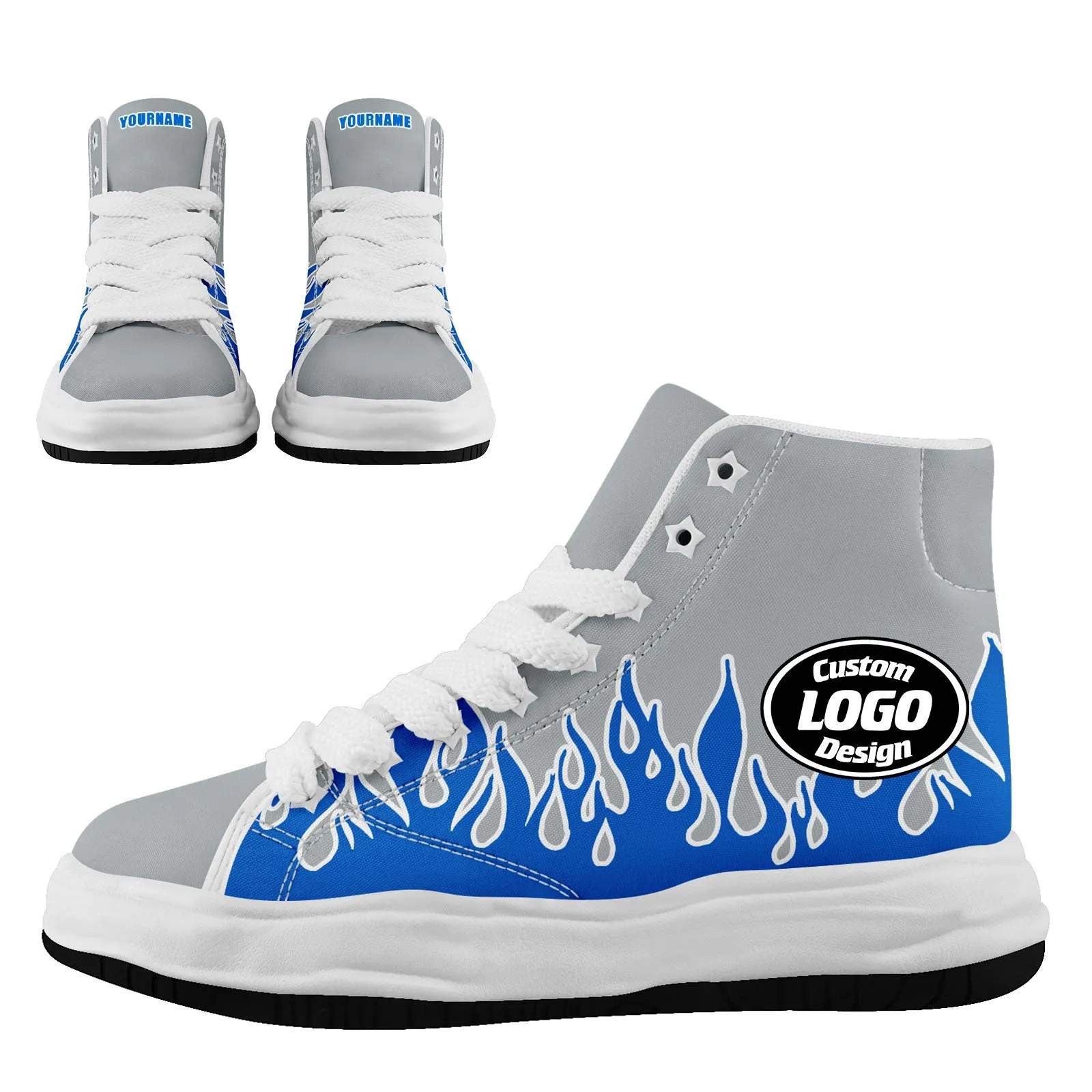 Custom Gray Blue Detroit Firesoul Shoes Personalized Sneaker FN039-D020272-11