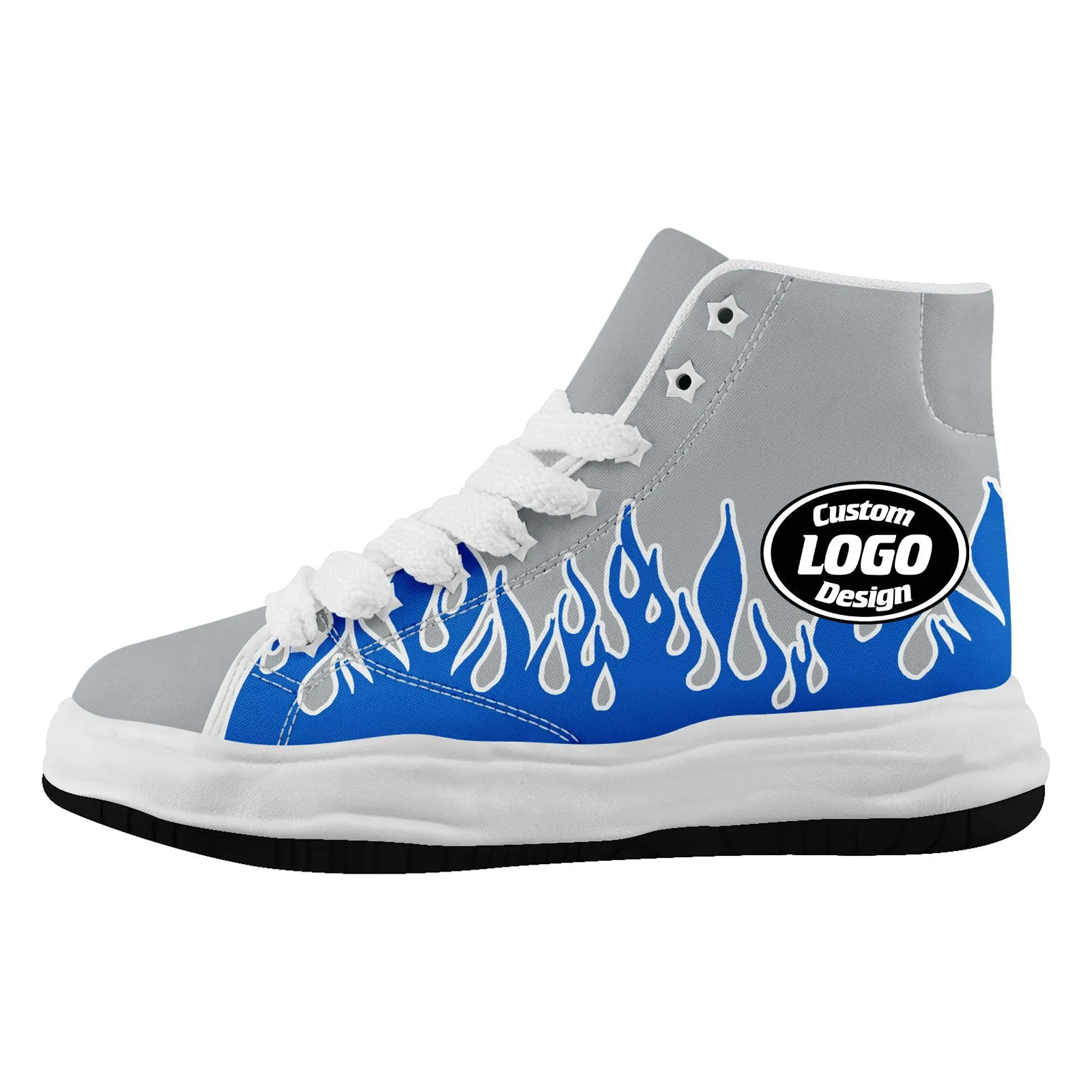 Custom Gray Blue Detroit Firesoul Shoes Personalized Sneaker FN039-D020272-11