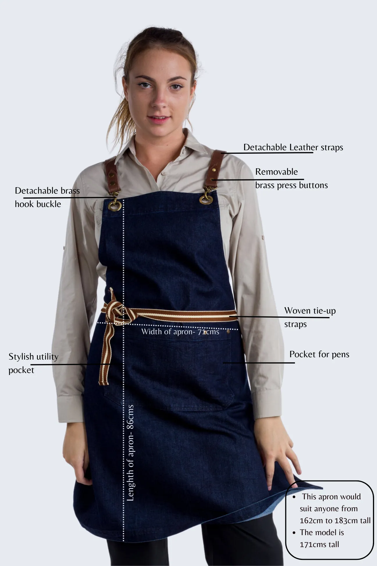 Dark Indigo denim apron fitzroy