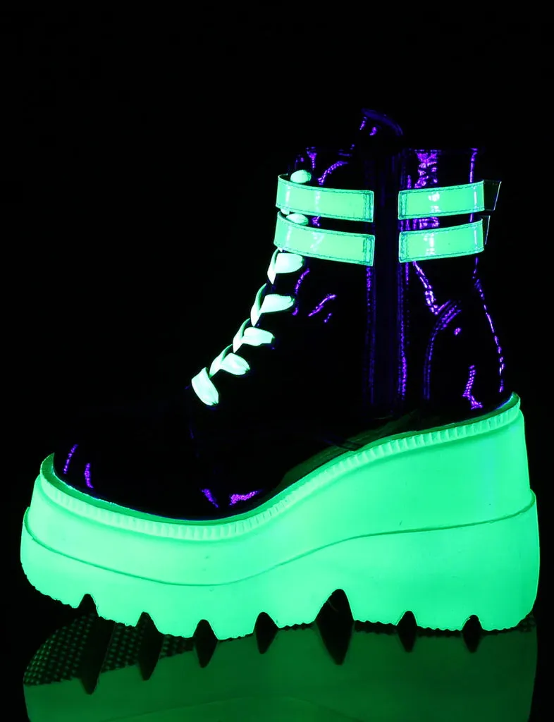 DEMONIA SHAKER-52 - BLACK PATENT UV NEON GREEN ✰ PRE ORDER ✰