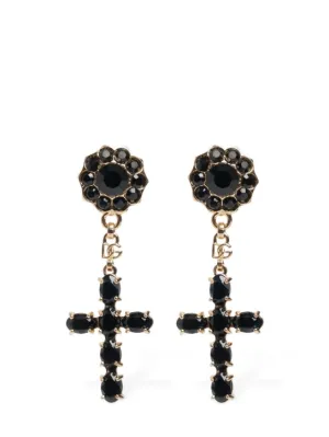 Dolce&amp;Gabbana   Plated cross pendant earrings 