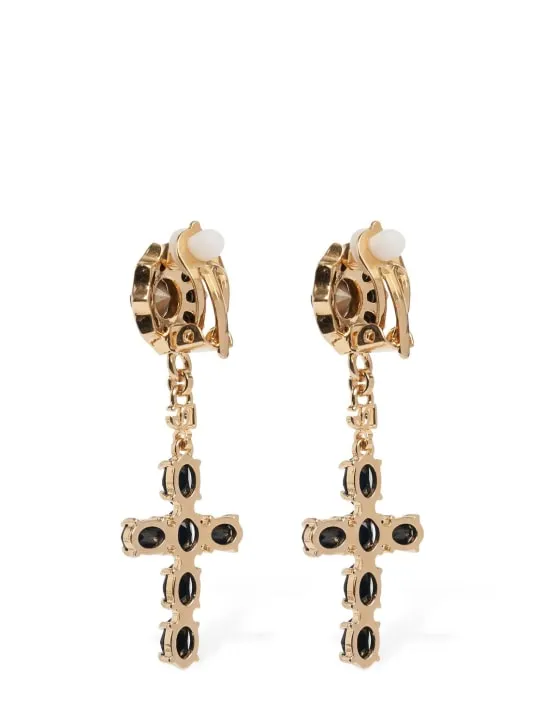 Dolce&amp;Gabbana   Plated cross pendant earrings 