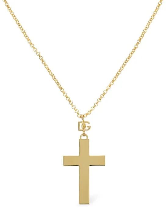 Dolce&amp;Gabbana   Plated cross pendant necklace 