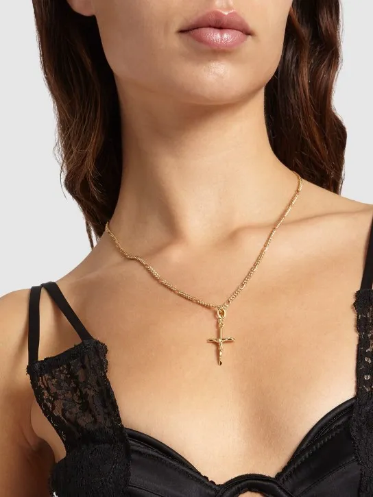 Dolce&amp;Gabbana   Plated cross pendant necklace 