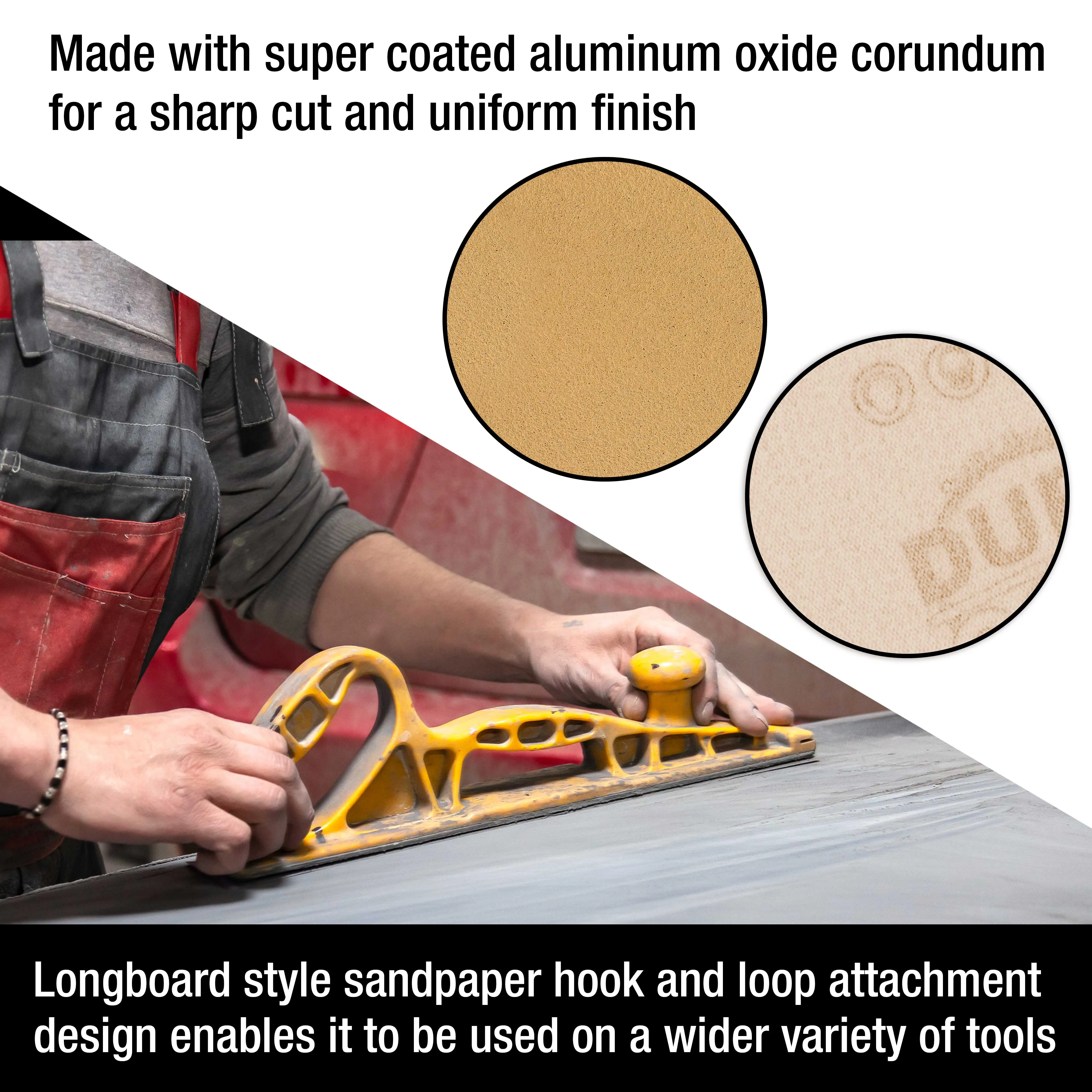 Dura-Gold Premium 120 Grit Gold Longboard Continuous Sandpaper Roll, 2-3/4" Wide, 12 Yards Long, Hook & Loop Backing - Automotive, Woodworking Sanding