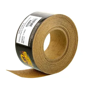 Dura-Gold Premium 60 Grit Gold Longboard Continuous Sandpaper Roll, 2-3/4" Wide, 12 Yards Long, Hook & Loop Backing - Automotive, Woodworking Sanding