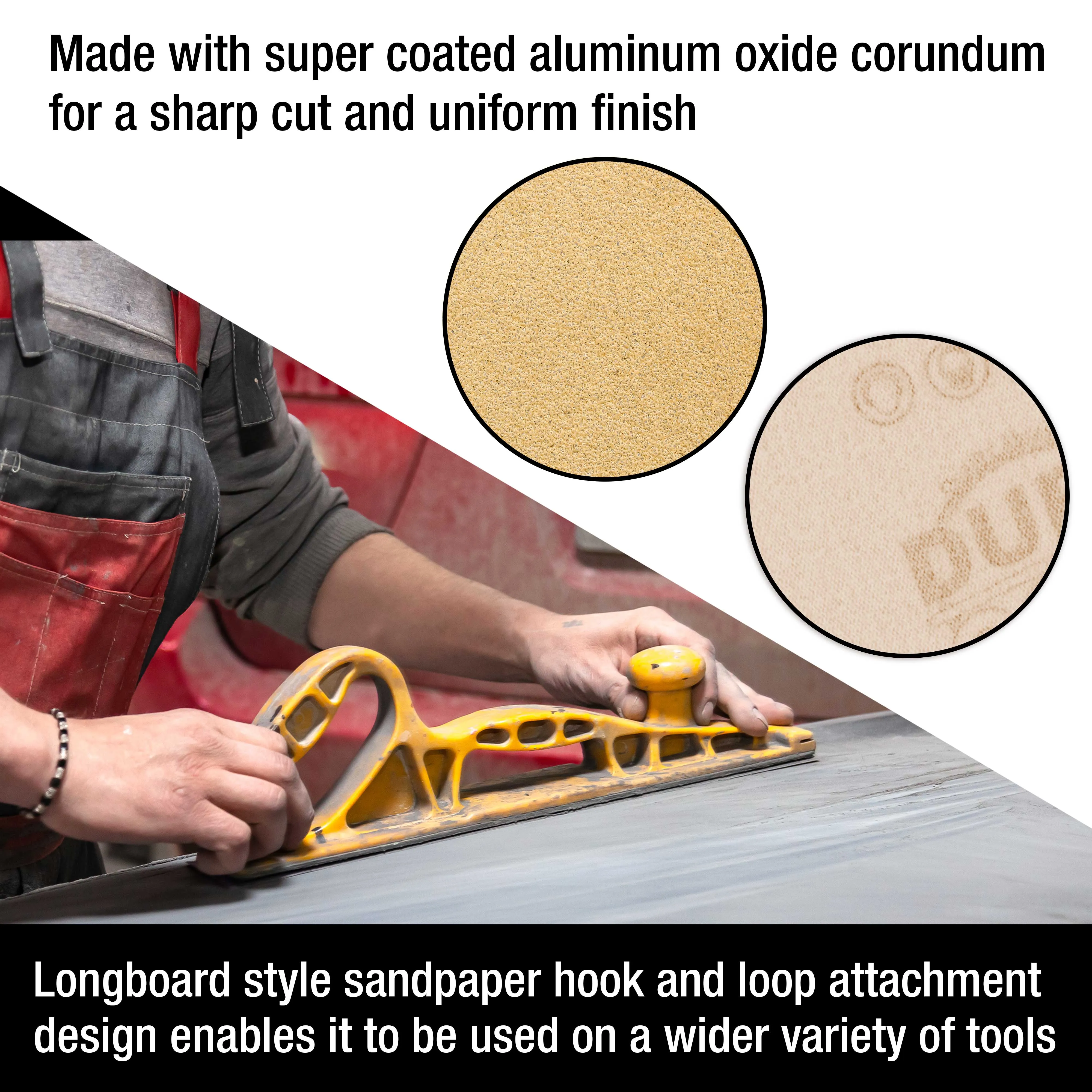 Dura-Gold Premium 60 Grit Gold Longboard Continuous Sandpaper Roll, 2-3/4" Wide, 12 Yards Long, Hook & Loop Backing - Automotive, Woodworking Sanding