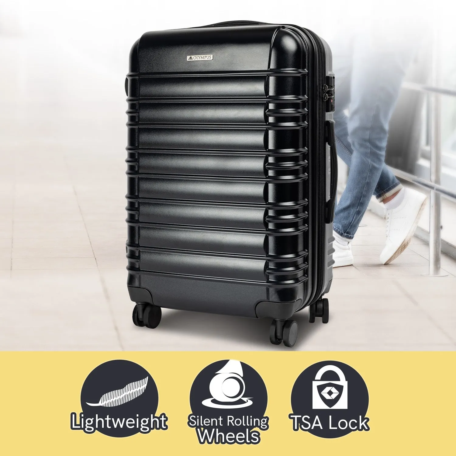 Durable 28in Hard Shell Suitcase w/ TSA Lock & 360 Wheels