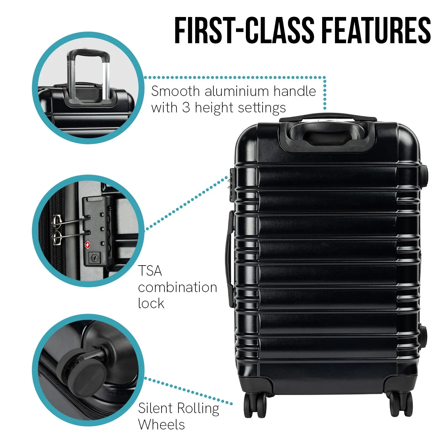 Durable 28in Hard Shell Suitcase w/ TSA Lock & 360 Wheels