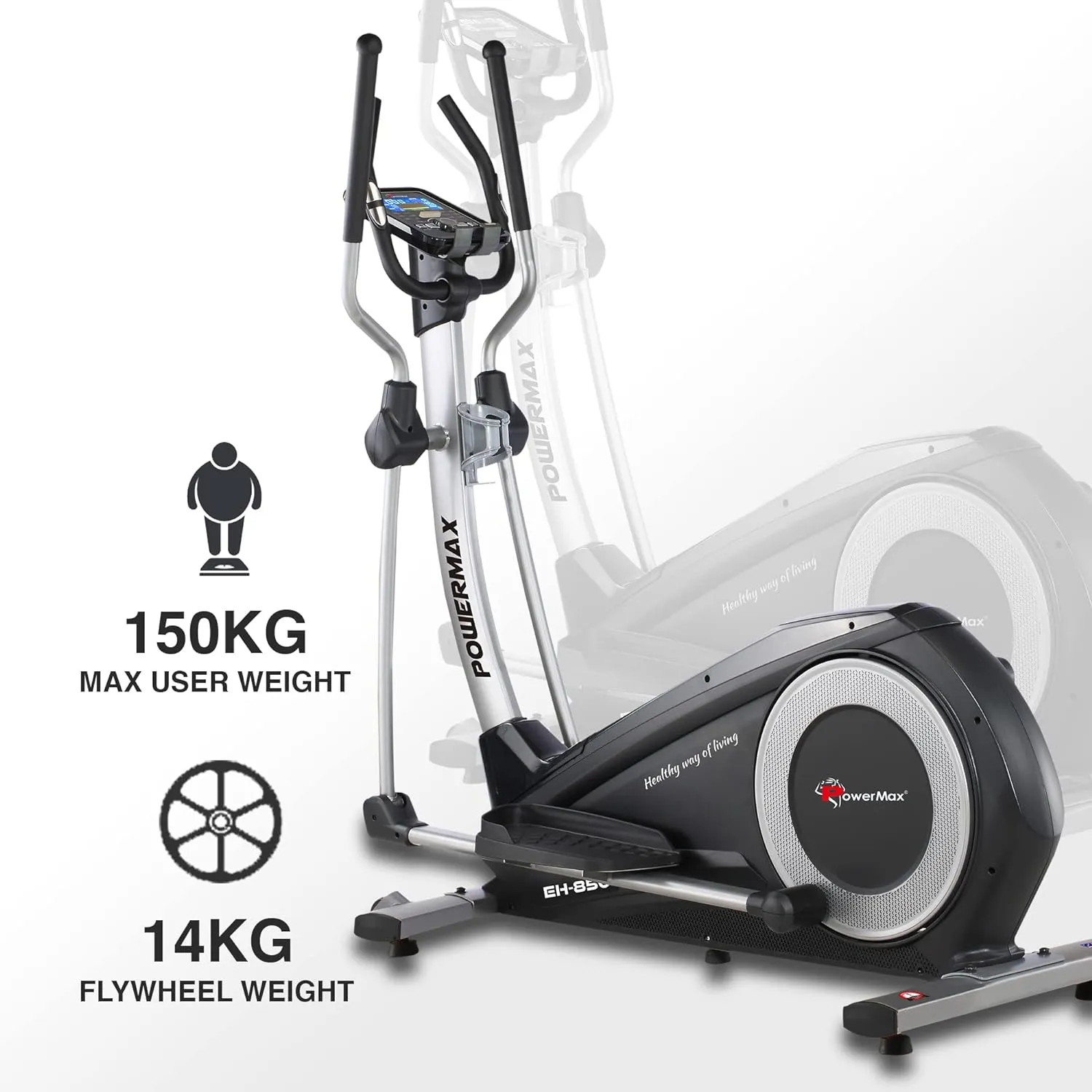 EH-850 Elliptical Cross Trainer Home Gym Workout Machine [Water Bottle Cage | LCD Display | Hand Pulse Sensor | Anti Slip Pedal & 32 Level Resistance | Flywheel: 14KG] for Cardio Training