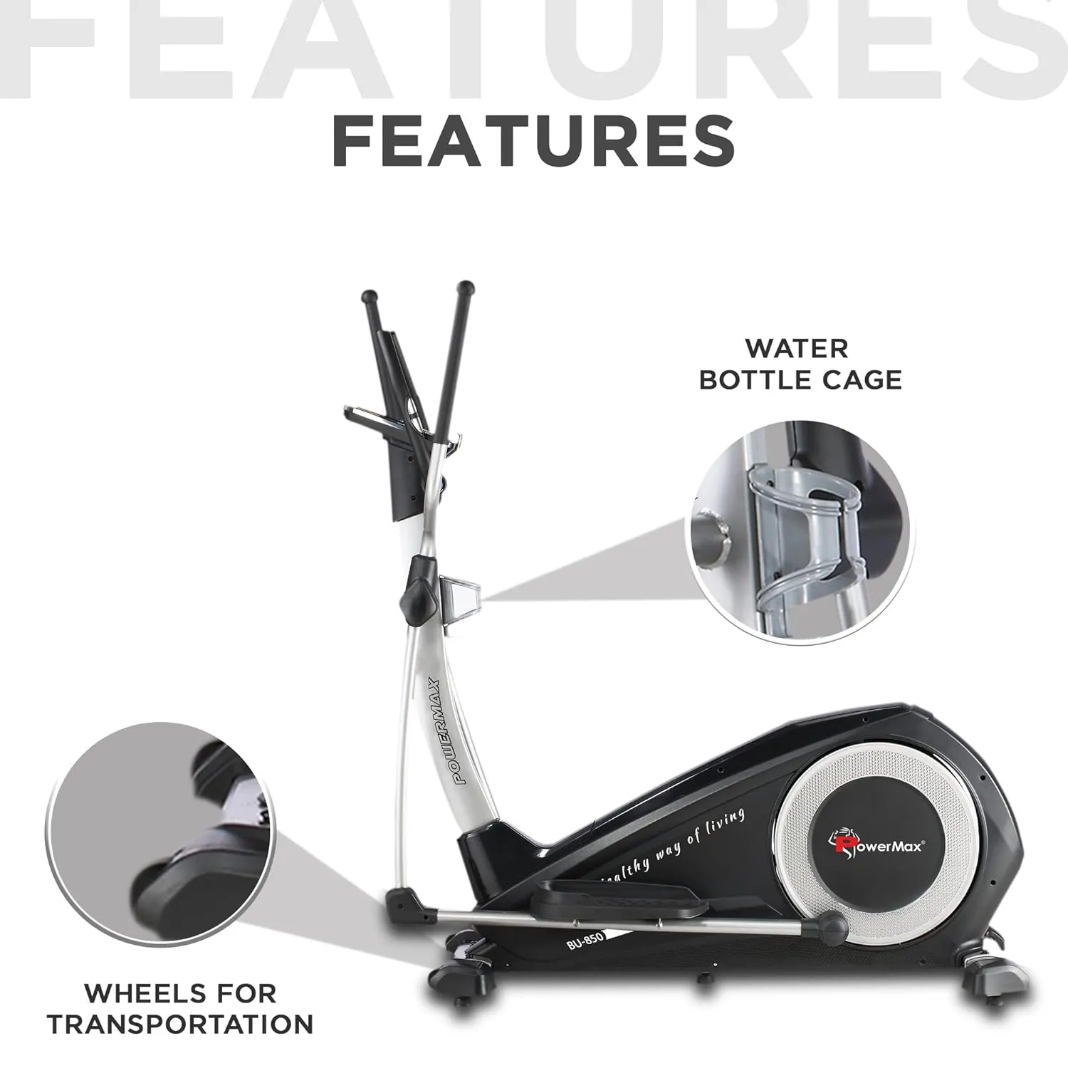 EH-850 Elliptical Cross Trainer Home Gym Workout Machine [Water Bottle Cage | LCD Display | Hand Pulse Sensor | Anti Slip Pedal & 32 Level Resistance | Flywheel: 14KG] for Cardio Training