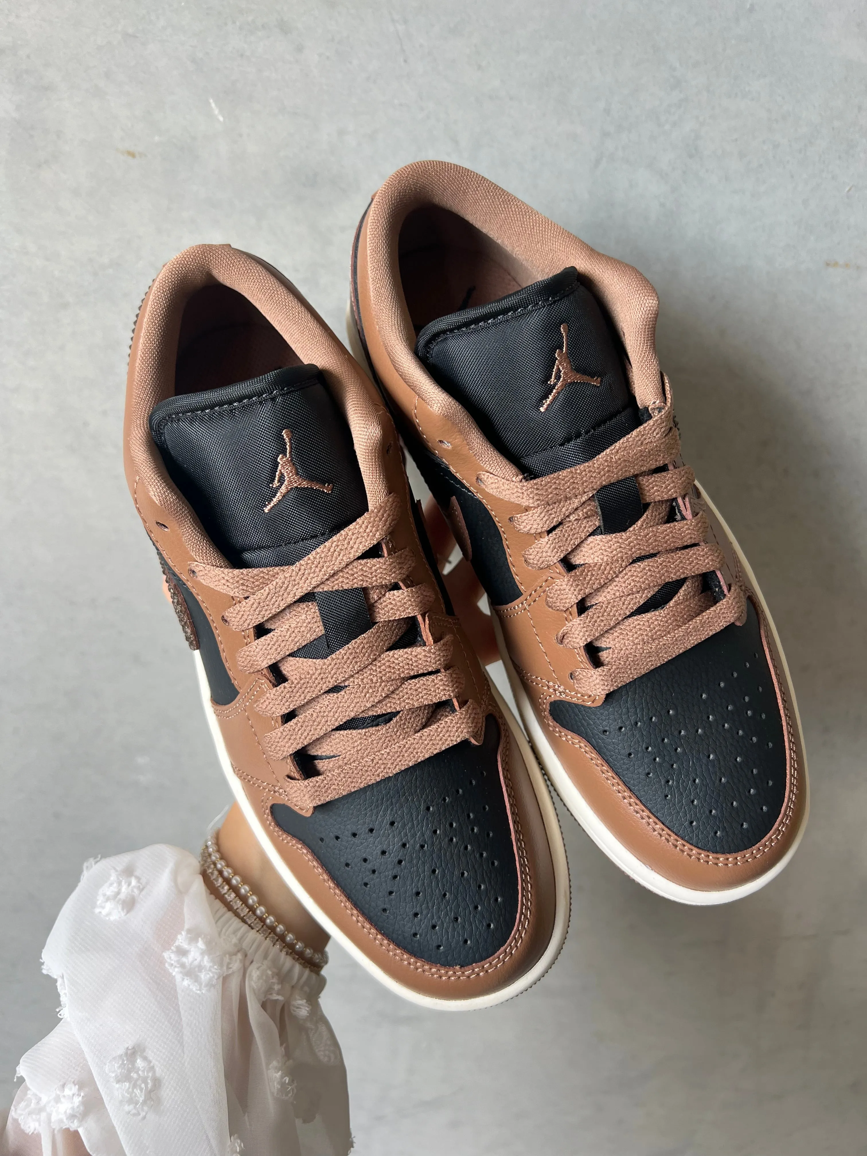 Fall ‘24 Coffee Brown Swarovski Women’s Air Jordan Retro 1 Low Shoes