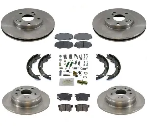 For 03-11 Element F & R Disc Brake Rotors W Ceramic Pads Parking Brake Shoes 8pc