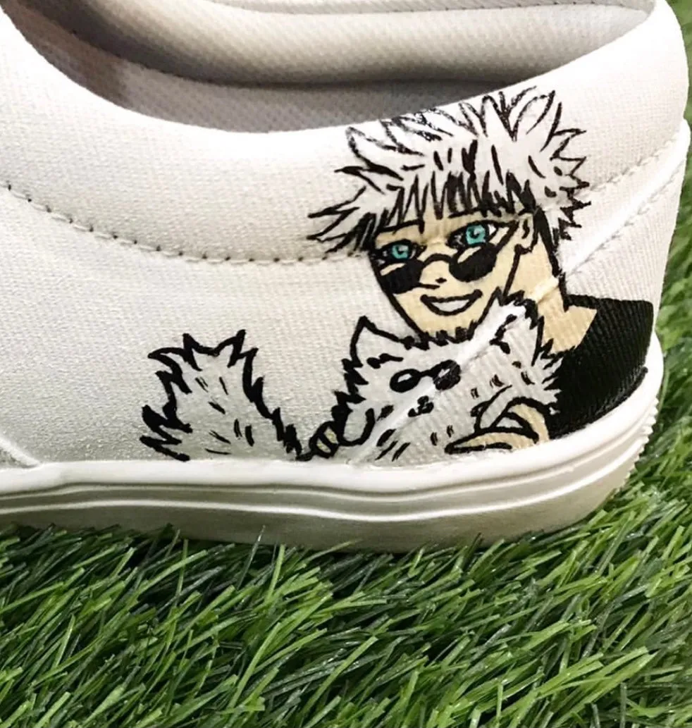 Funky N Trendy hand painted water resistant ANIME theme white casual shoes