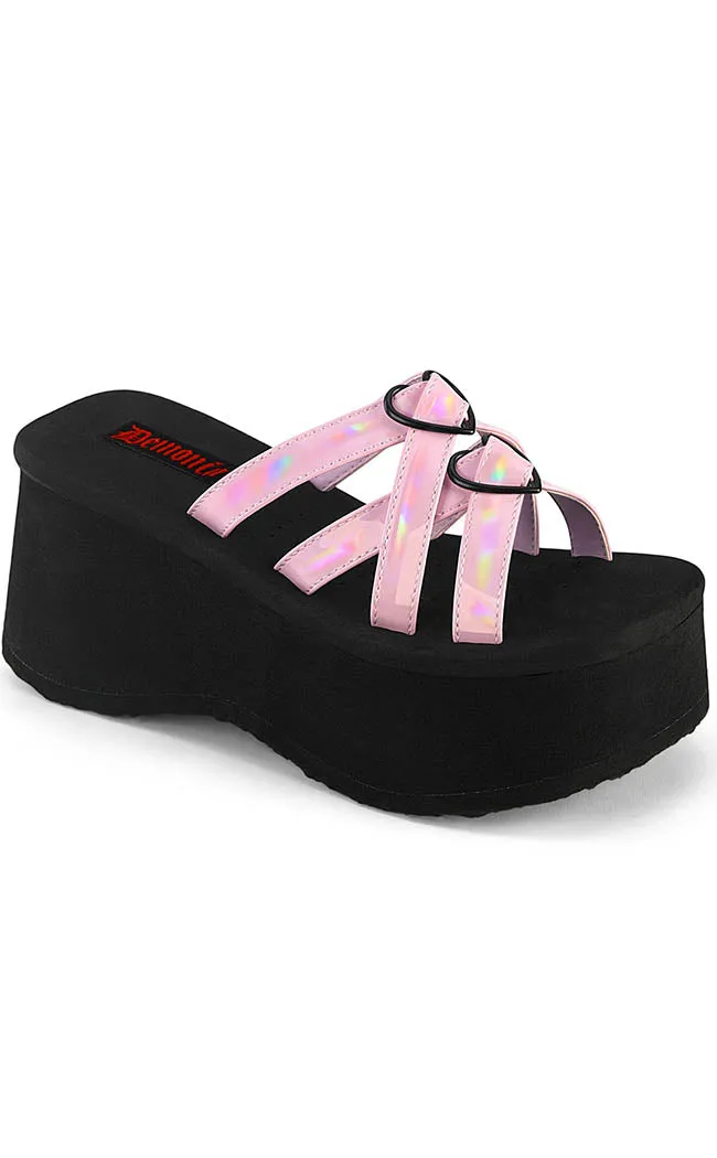 FUNN-15 Baby Pink Patent Heart Slides