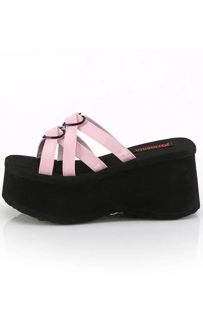 FUNN-15 Baby Pink Patent Heart Slides