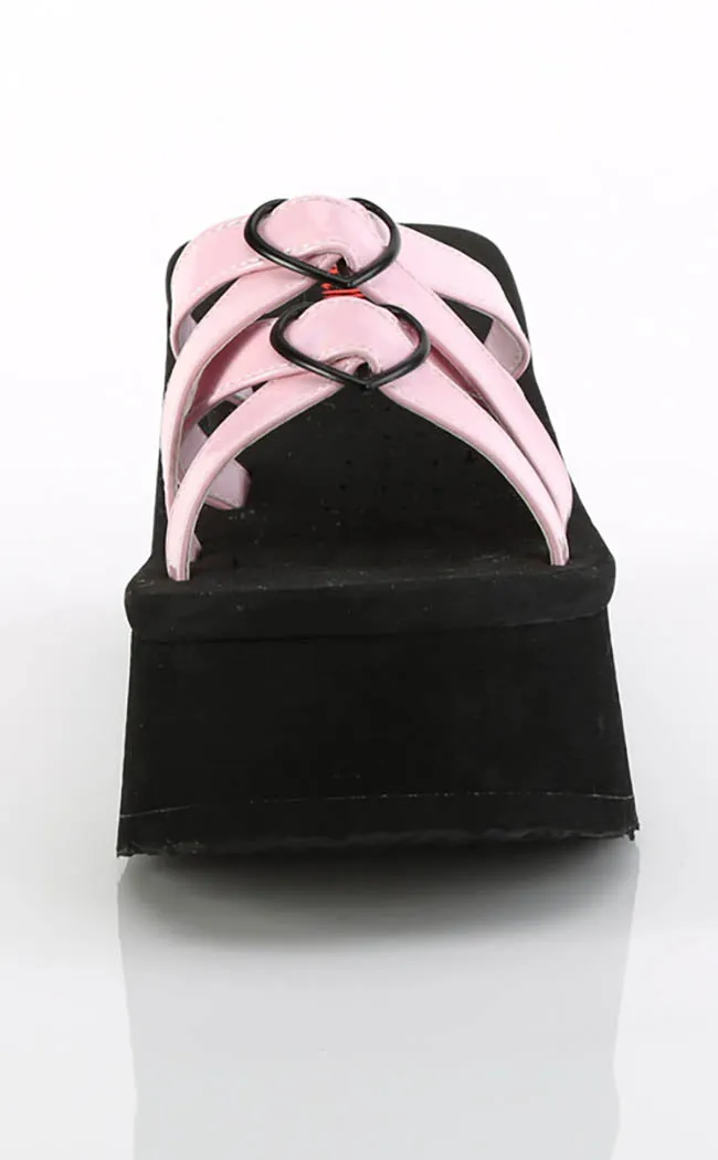 FUNN-15 Baby Pink Patent Heart Slides