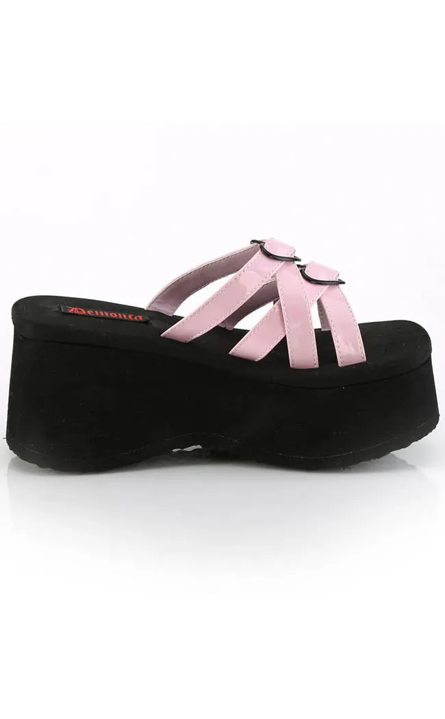 FUNN-15 Baby Pink Patent Heart Slides