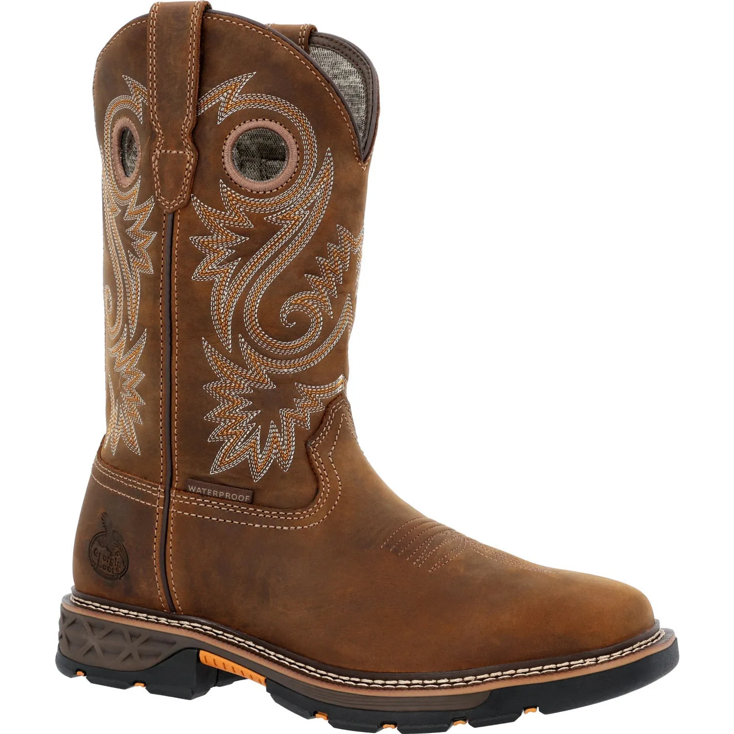 Georgia Mens CarboTec FLX WP Western Brown Leather Work Boots