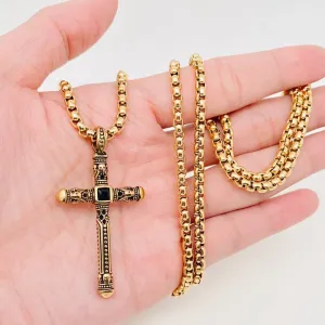 Golden Cross Stainless Steel Pendant Necklace 54CM