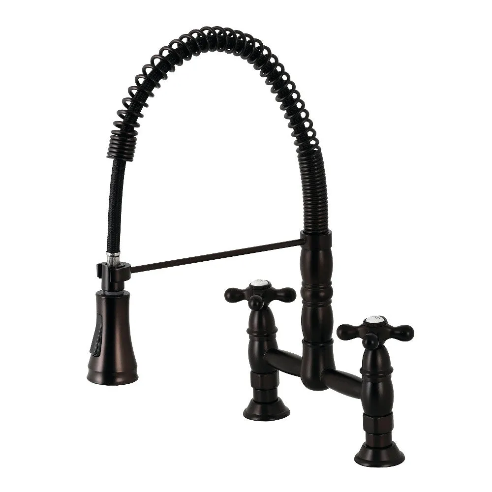 Gourmetier GS1276AX Heritage Two-Handle Deck-Mount Pull-Down Sprayer Kitchen Faucet