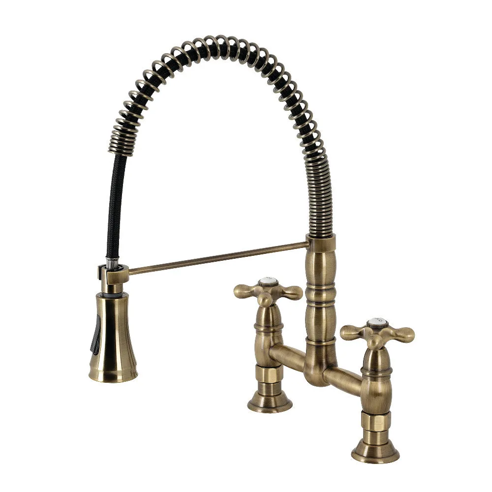 Gourmetier GS1276AX Heritage Two-Handle Deck-Mount Pull-Down Sprayer Kitchen Faucet