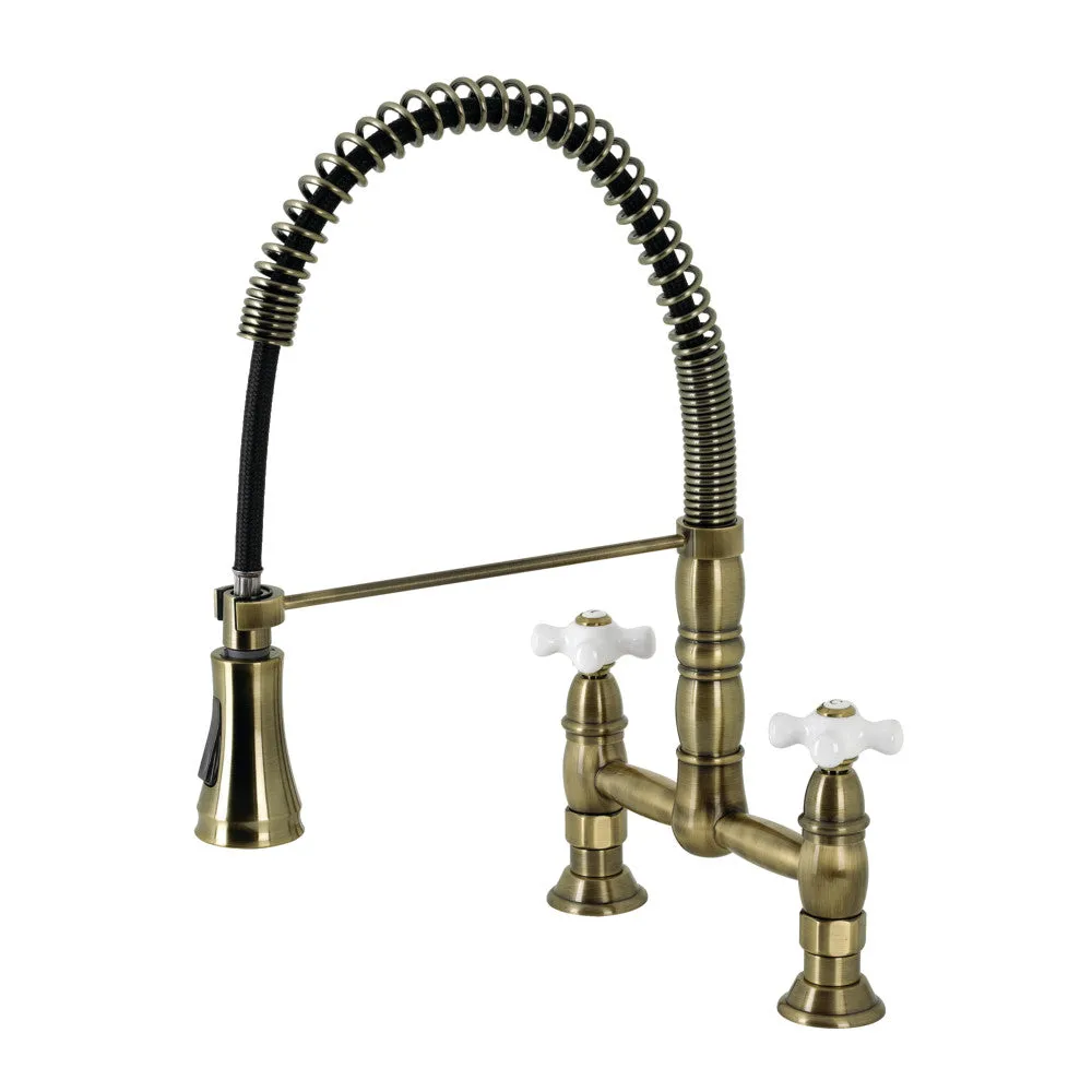 Gourmetier GS1278PX Heritage Two-Handle Deck-Mount Pull-Down Sprayer Kitchen Faucet