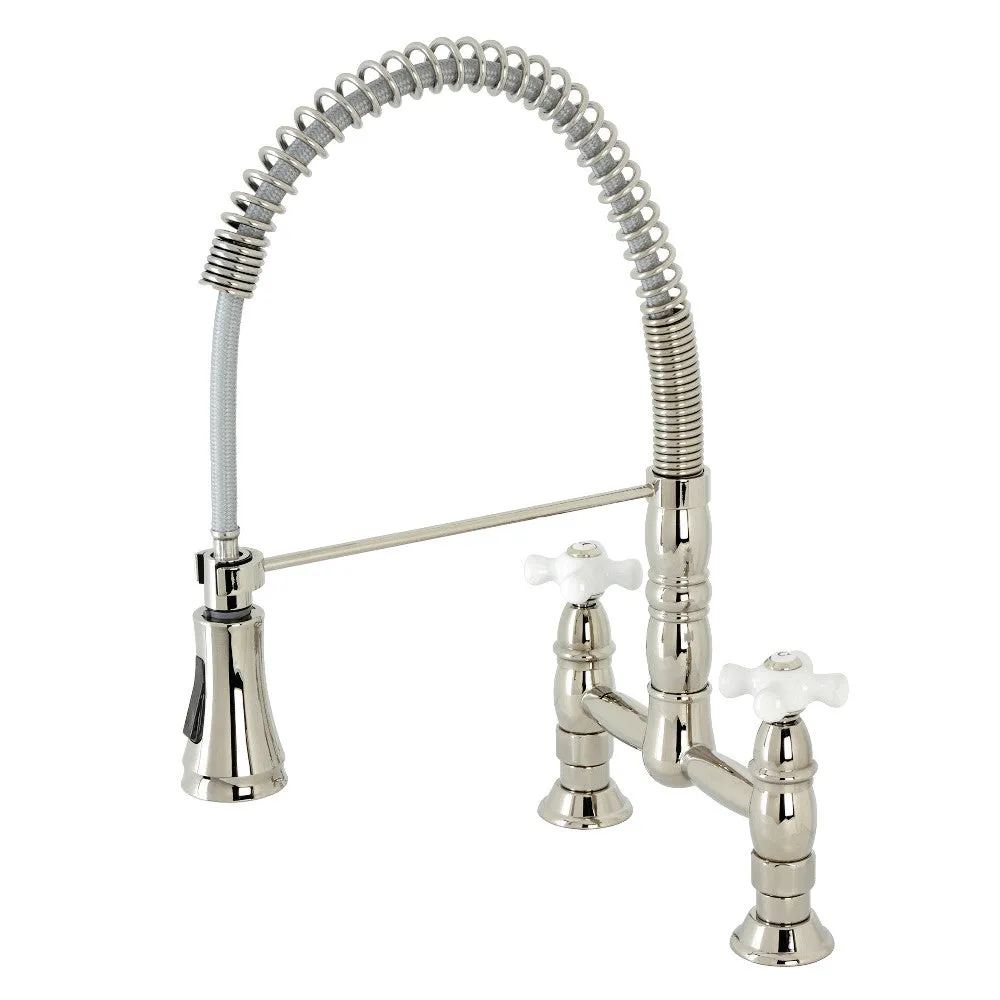 Gourmetier GS1278PX Heritage Two-Handle Deck-Mount Pull-Down Sprayer Kitchen Faucet