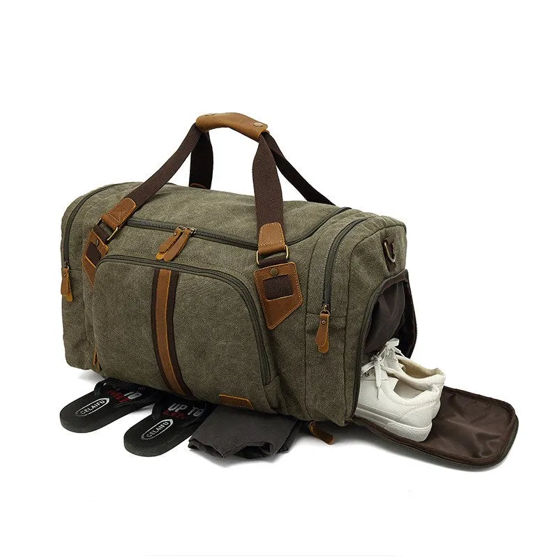 Gym Bags Canvas Duffle with Shoe Compartment Bag Weekend Travel Bag