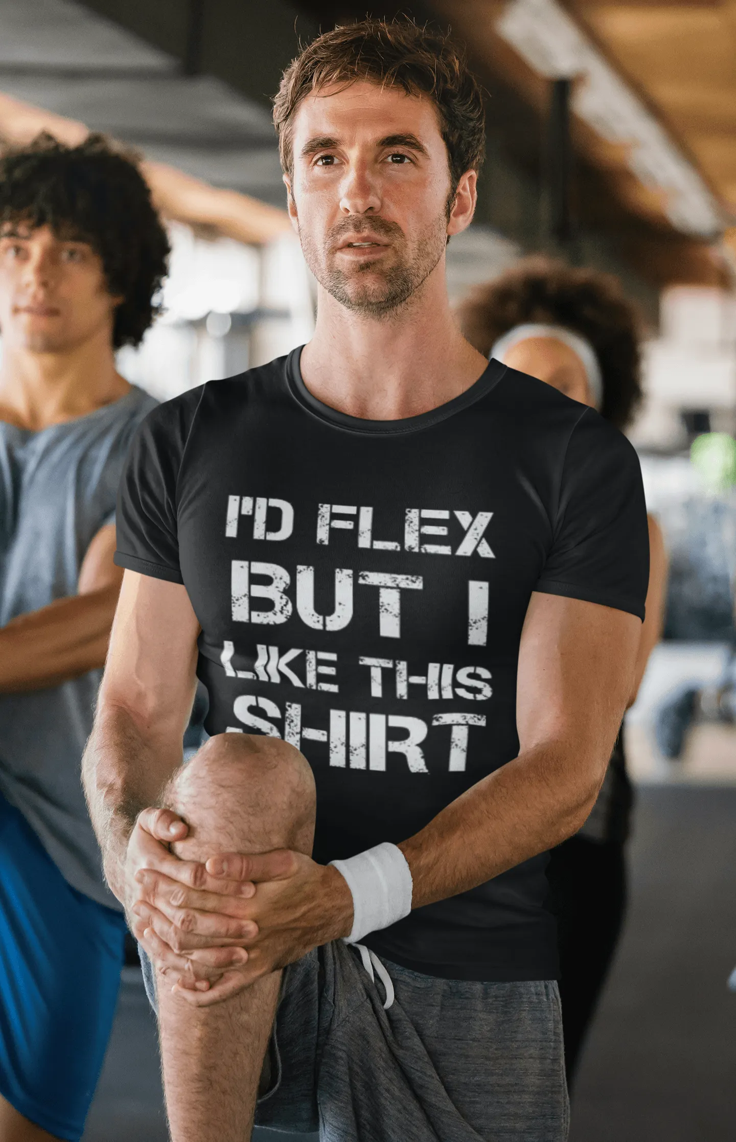 Gym T-shirt I'd Flex But I Like This Shirt Ultra Soft Cotton Short Sleeve Crew Neck Top