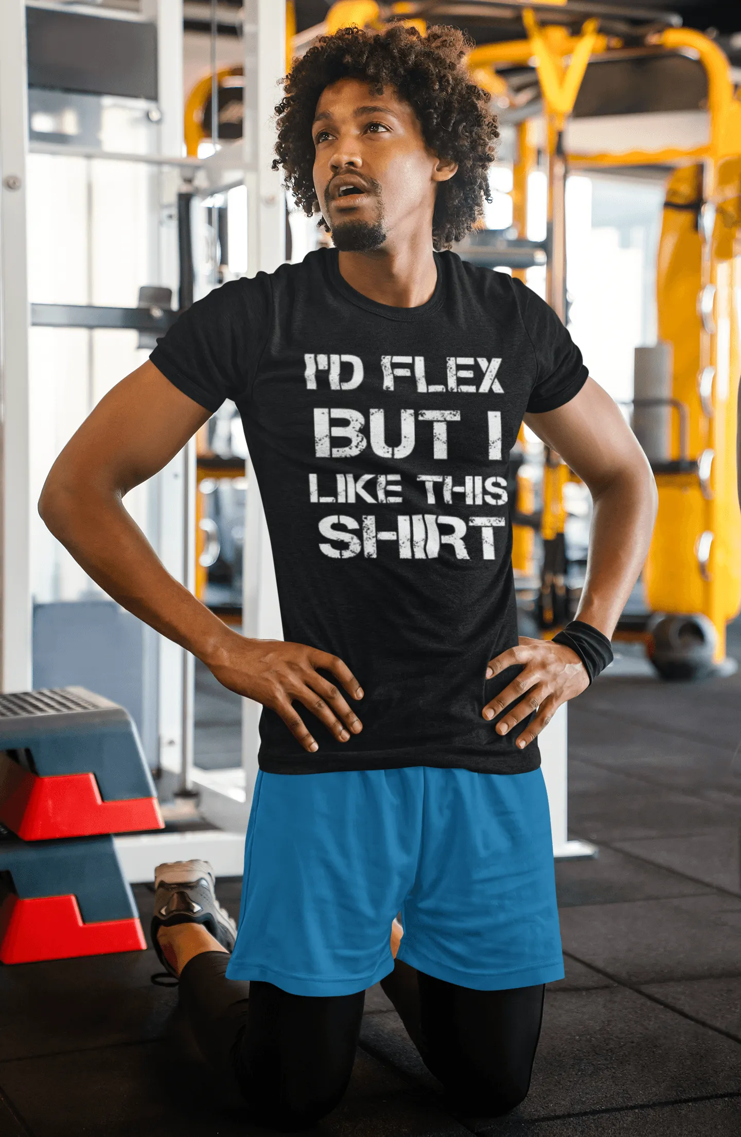 Gym T-shirt I'd Flex But I Like This Shirt Ultra Soft Cotton Short Sleeve Crew Neck Top