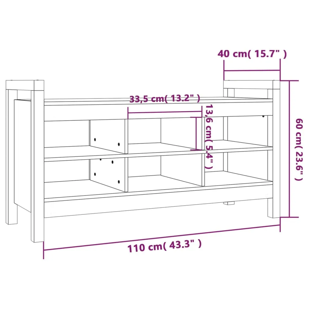 Hall Bench Grey 110x40x60 cm Solid Wood Pine