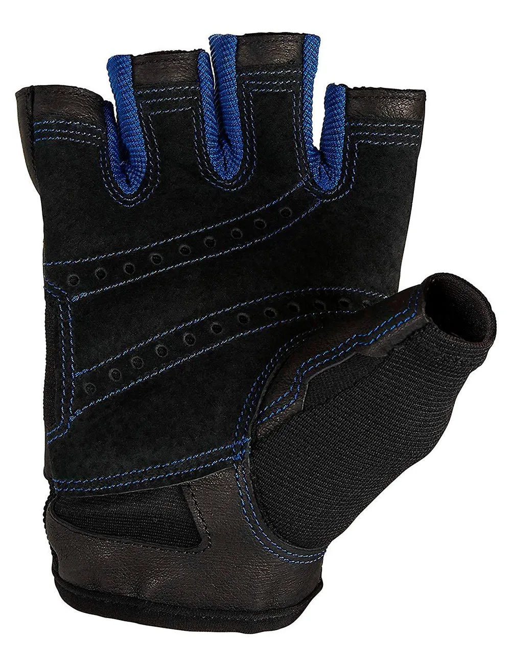 Harbinger Pro Non-Wristwrap Weightlifting Gloves with Vented Cushioned Leather Palm | Color Blue | Pair