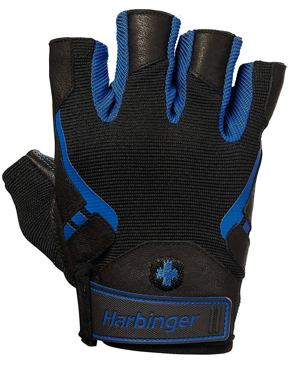 Harbinger Pro Non-Wristwrap Weightlifting Gloves with Vented Cushioned Leather Palm | Color Blue | Pair