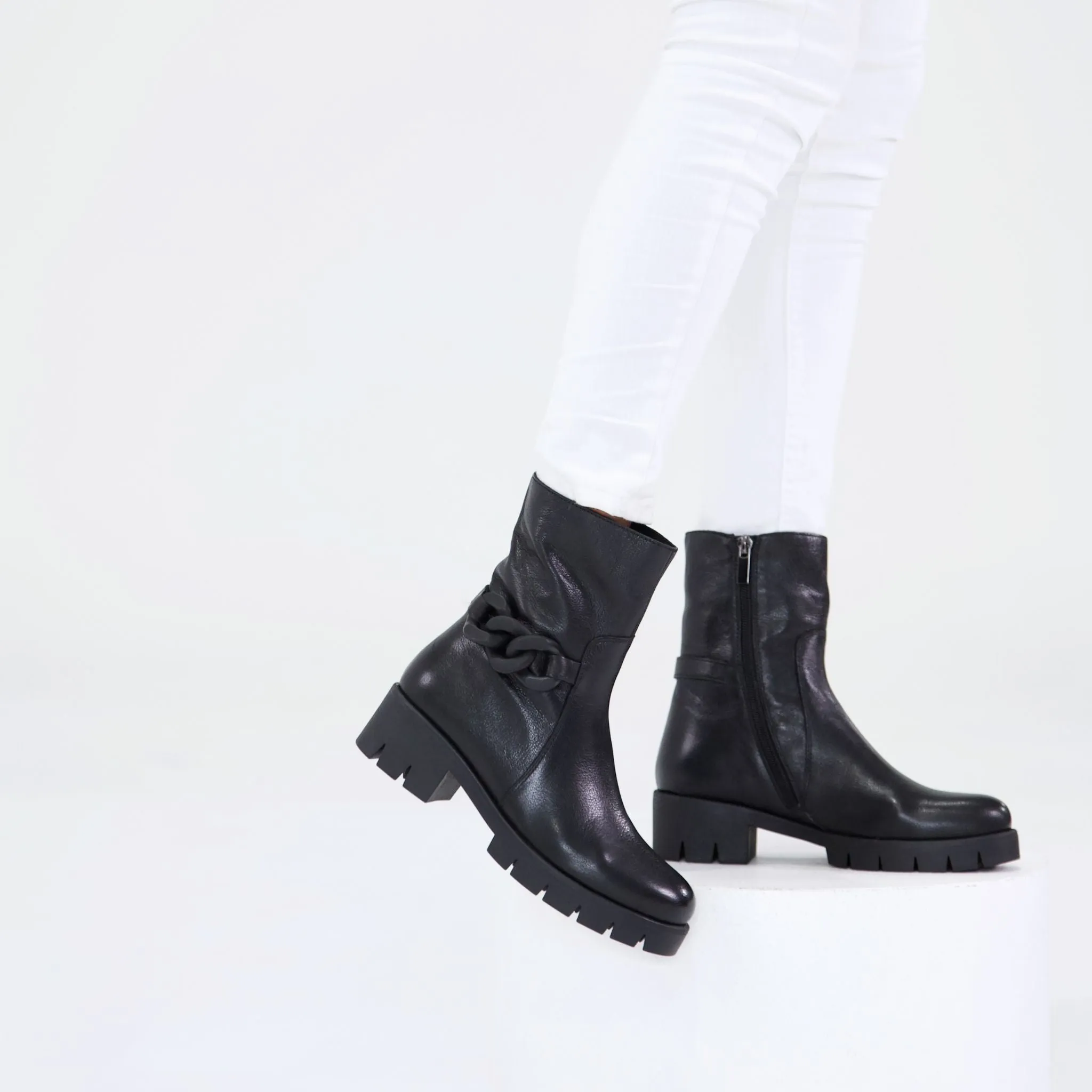 Harita Black Leather Boots