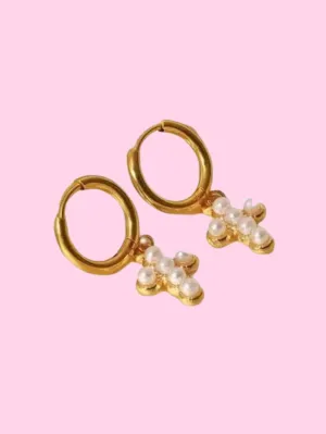 Heavenly Pearl Huggies Hoops