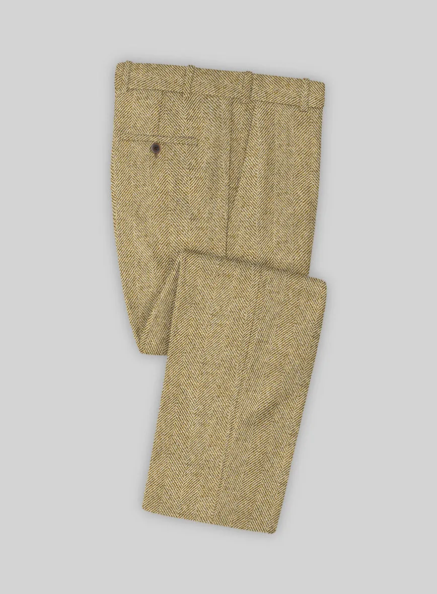 Highlander Heavy Beige Herringbone Tweed Pants